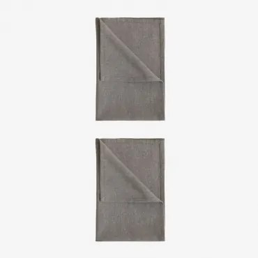 Set Van 2 Dasiel Katoenen Keukenhanddoeken Donkergrijs - Sklum