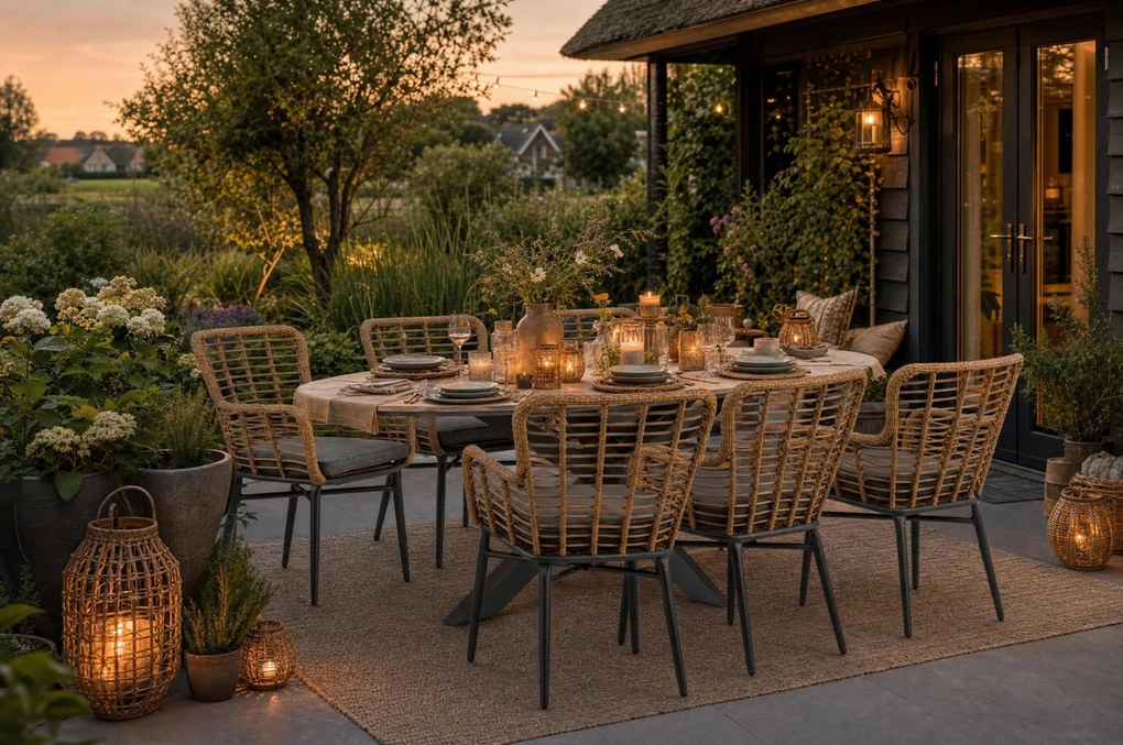 Tuinset 6 personen 220 cm Aluminium/Wicker Taupe De Laan Projects