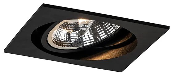 Set van 6 Vierkante inbouwspot zwart verstelbaar - Chuck 111