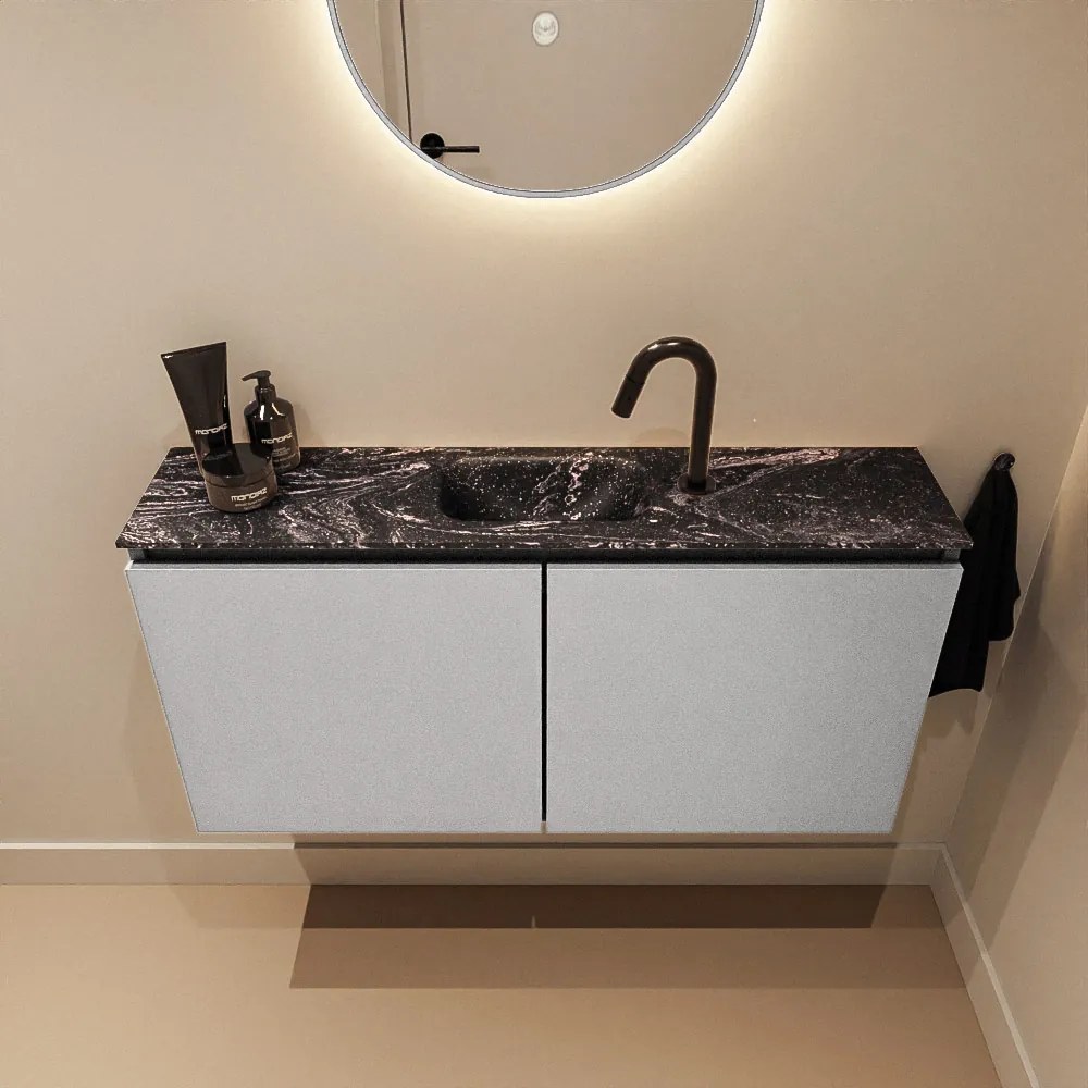 Mondiaz Ture DLux toiletmeubel 100cm plata met wastafel lava midden met kraangat