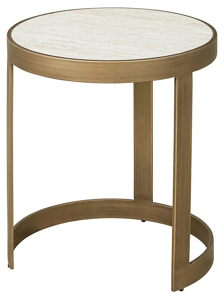 Richmond Interiors Tivoli Ronde Bijzettafelset Beige Goud - 50 X 50cm.