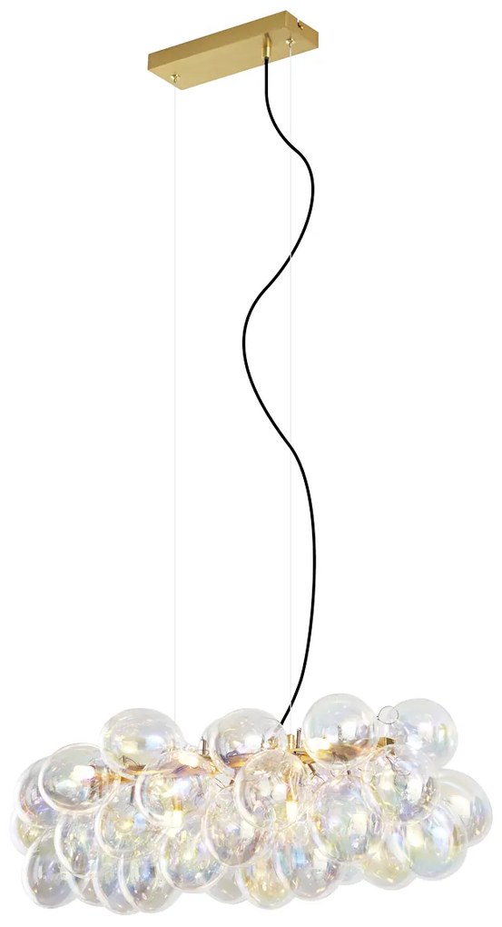 Design hanglamp goud met regenboog glas 8-lichts - Uvas