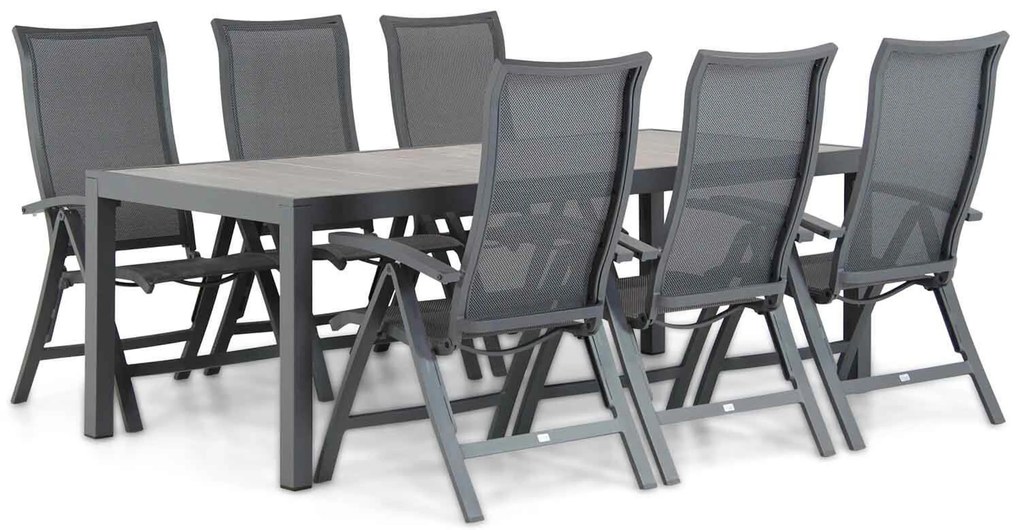 Tuinset 6 personen 220 cm Aluminium/Textileen /Aluminium/textileen Grijs Presto Lucardo/Residence