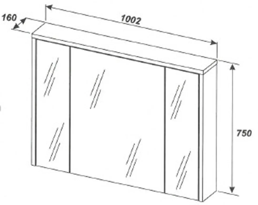 Comad Hampton Concrete 842 FSC spiegelkast 100cm eiken/grijs