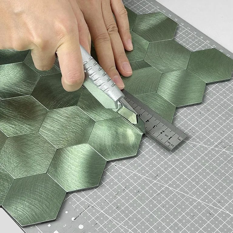 Zelfklevend Mozaïek Hexagon Soft Green - 29.5 cm x 29.5 cm x 0.4 cm | 0.5 kg | Paneli zelfklevende steenstrips