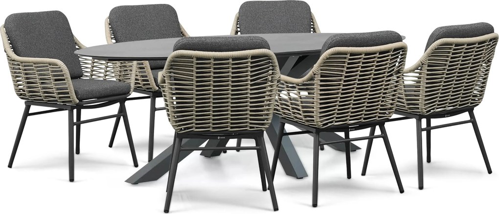 Tuinset 6 personen 240 cm Rope Grijs Coco Antoni/Ellisse
