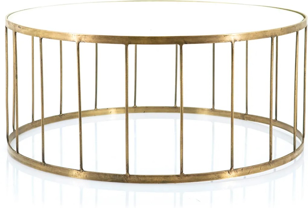 By-Boo Caesar Ronde Salontafel Goud En Ribbelglas - 80 X 80cm.