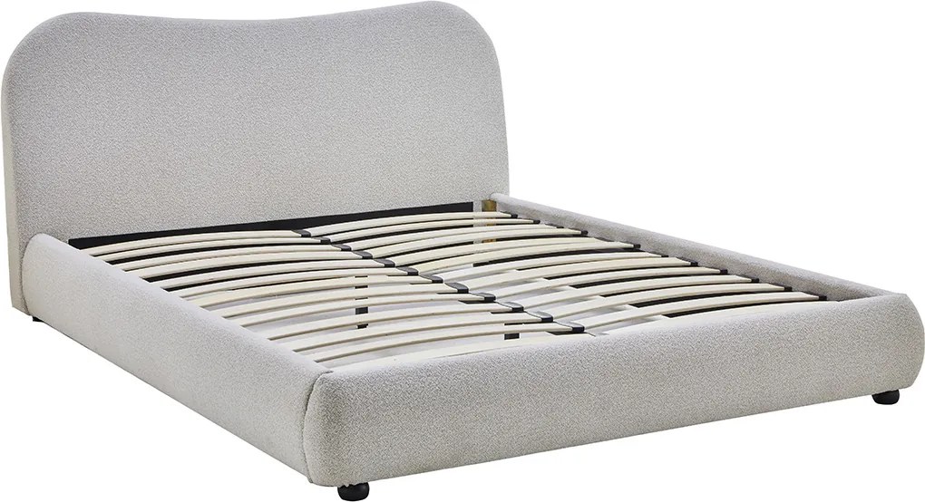 Bedframe Creme Stof Met Organisch Hoofdbord 160x200 Cm