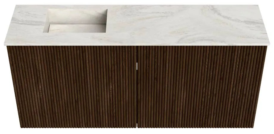 Mondiaz Joya DLux 90cm toiletmeubel walnut met wastafel faye links 1 kraangat ostra