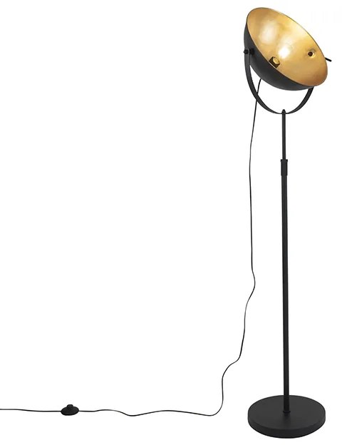 Vloerlamp zwart met goud 35 cm verstelbaar - Magnax