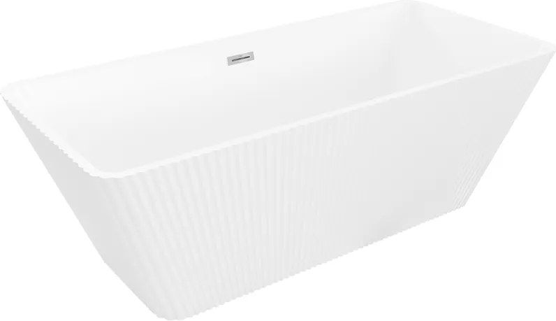 Mexen Tava vrijstaande geribbelde badkuip 170 x 75 cm, wit, chroom overloop - 52851707500-01