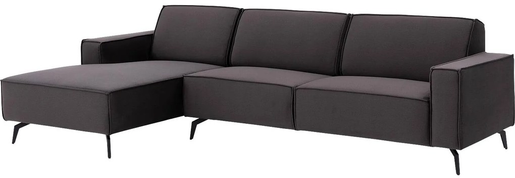 Goossens Hoekbank Hercules antraciet, stof, 2,5-zits, modern design met chaise longue links