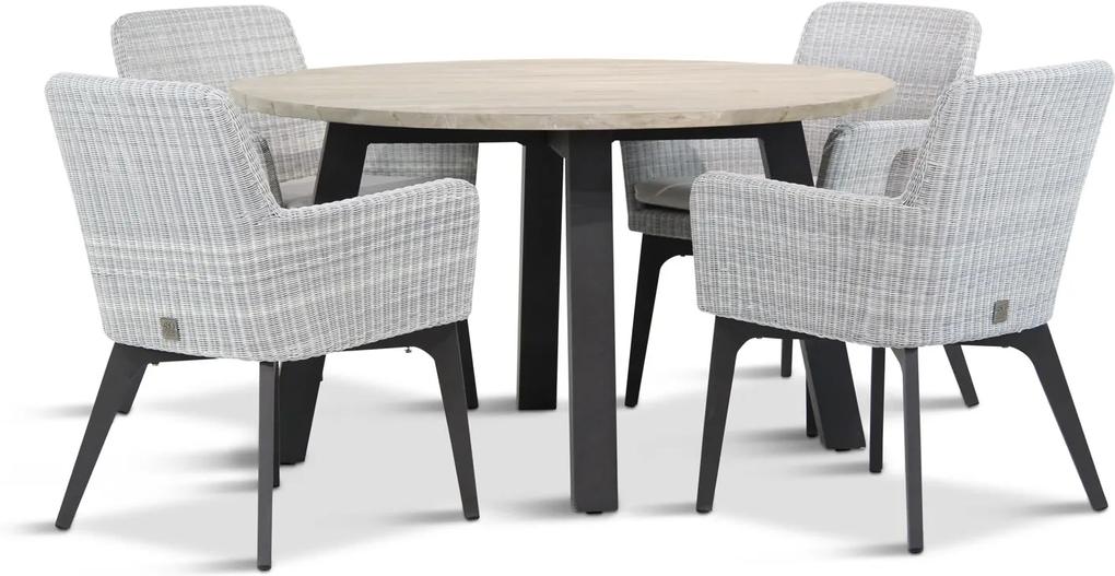 4 Seasons Outdoor Lisboa/Derby rond 130 cm dining tuinset 5-delig