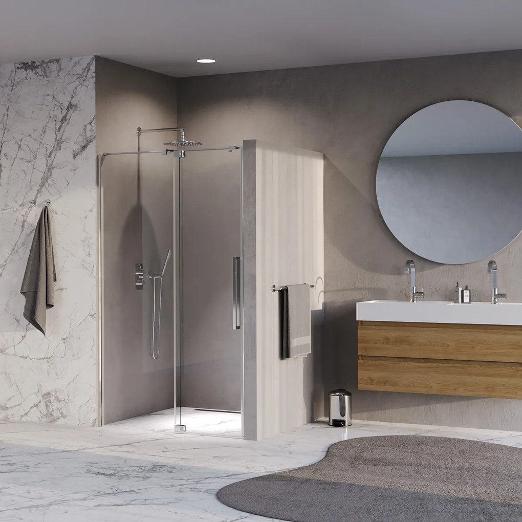 Brauer Stellar nisdeur met vaste wand 88.5-100cm chroom