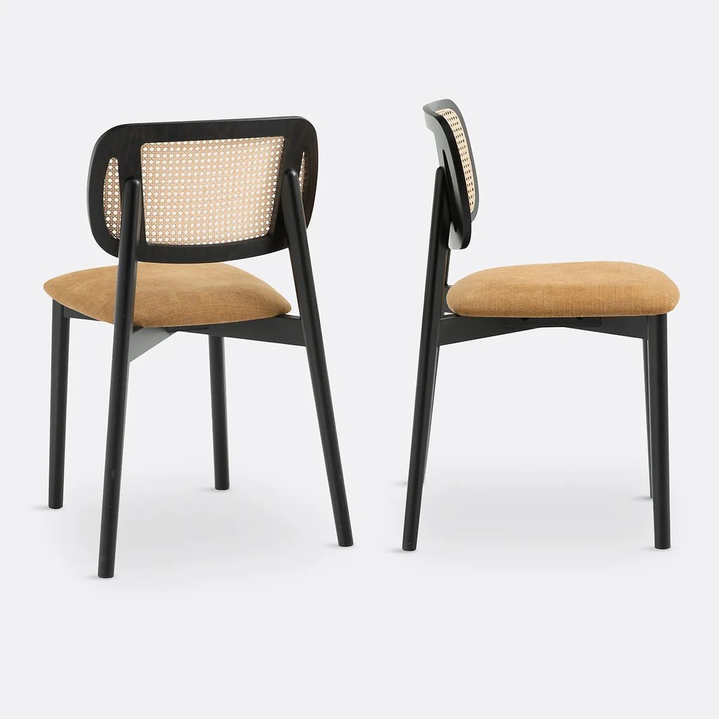 Set van 2 stoelen in beukenhout en vlechtwerk, Rivio