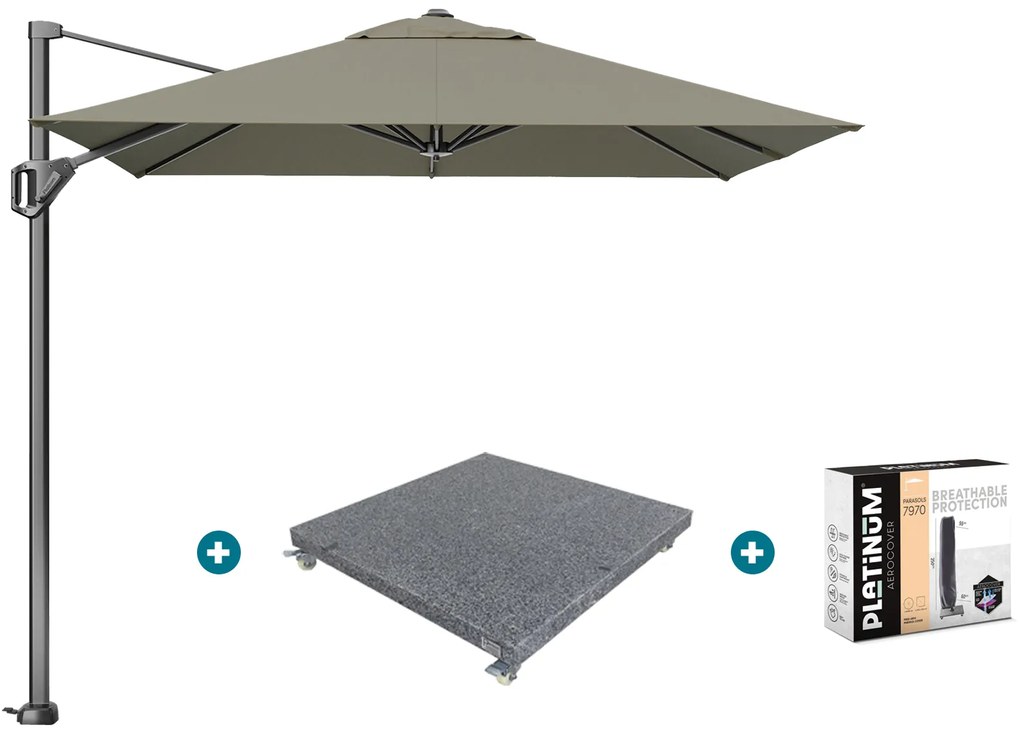 Platinum Voyager zweefparasol T1 2.5x2.5 m. - Taupe met voet en hoes
