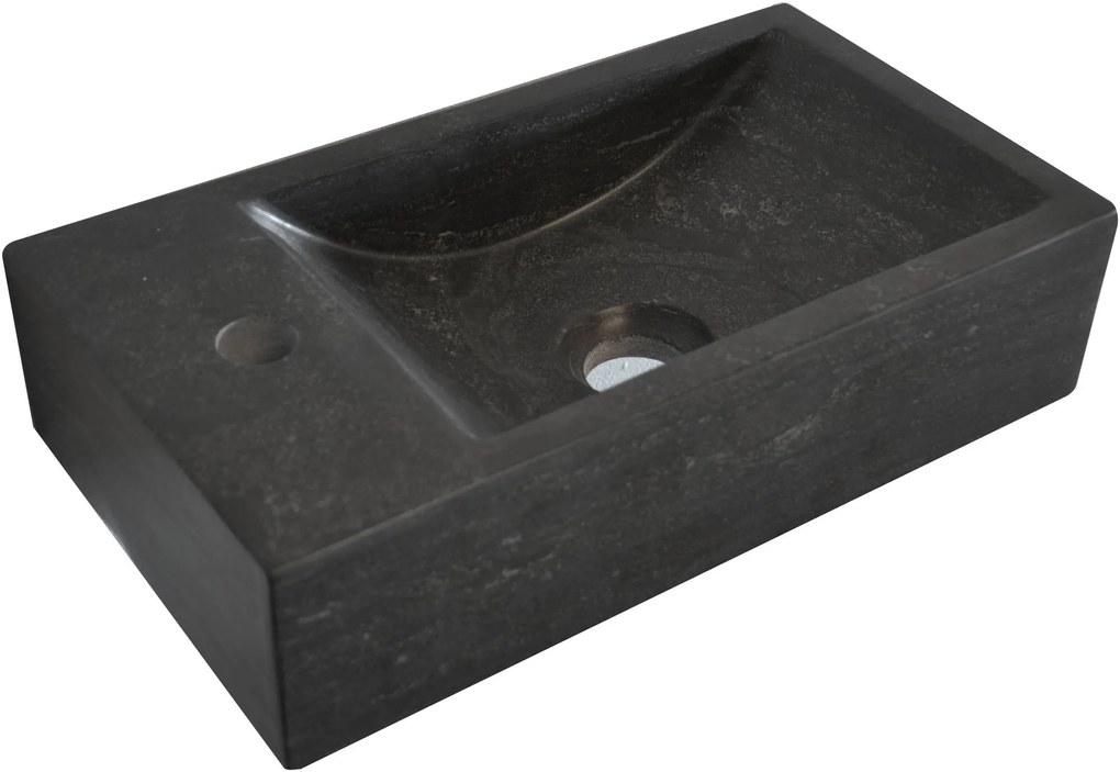 Ben Venetia S fontein 1 kraangat links 36x18x9 cm hardstenen zwart