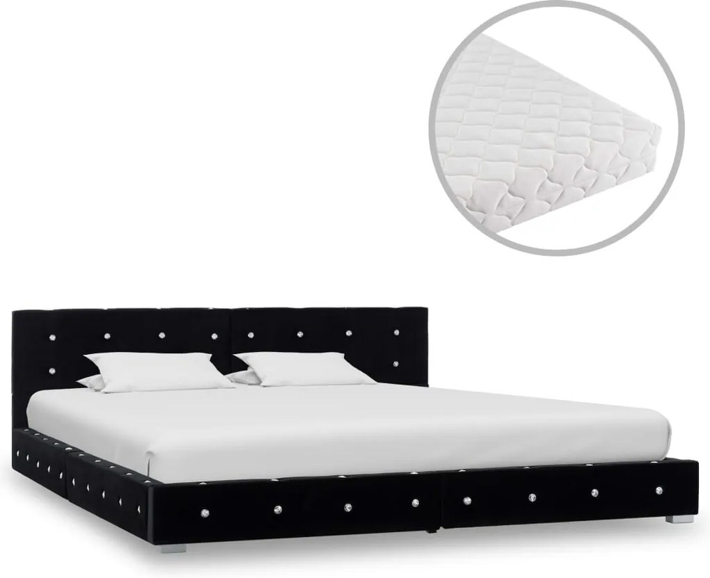 Bed met matras fluweel zwart 180x200 cm