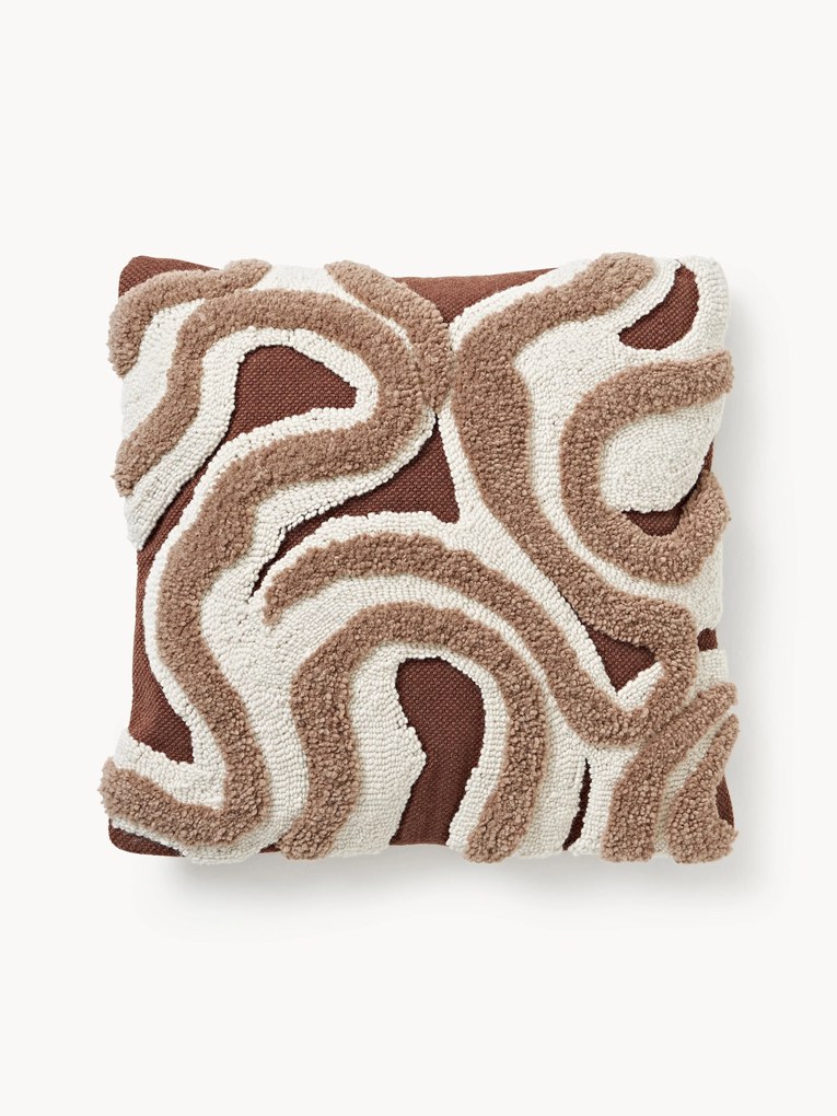 Handgetufte kussenhoes Jiri met getufte design