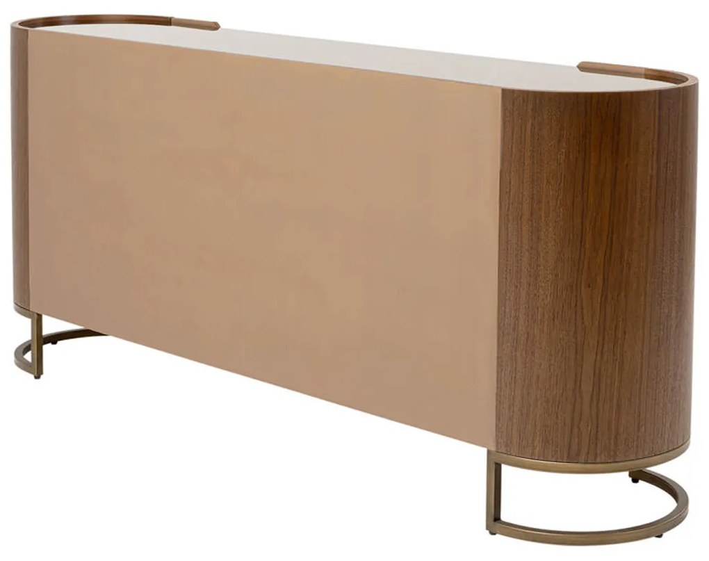 Ovaal Dressoir Walnoot En Messing - 180x42x80cm.