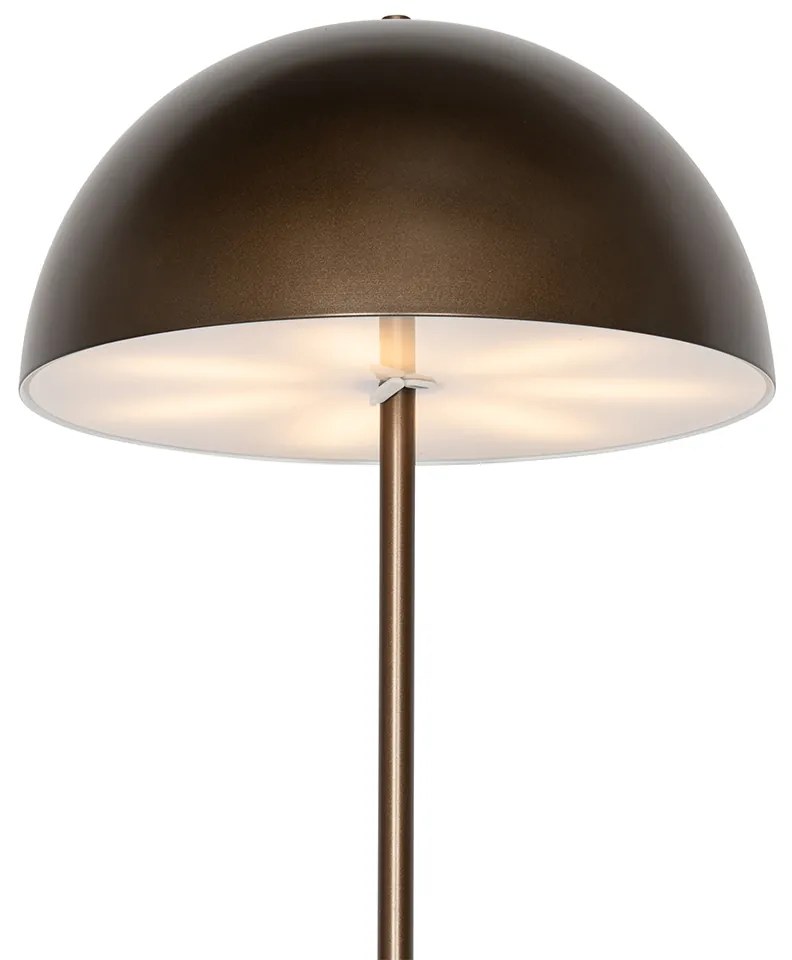 LED Buiten vloerlamp met dimmer mushroom donkerbrons oplaadbaar - Keira Modern IP44 Buitenverlichting rond Lamp