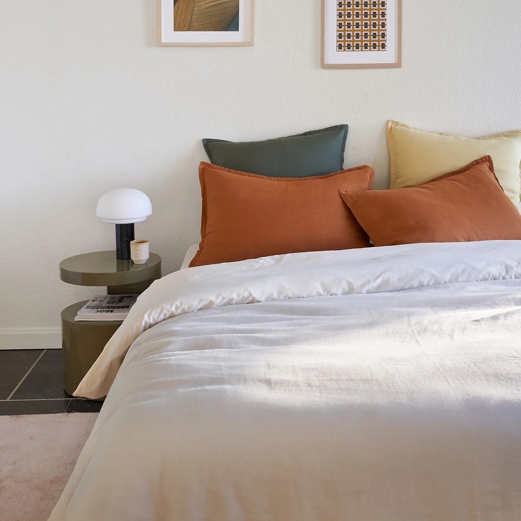 Dubbelzijdig dekbedovertrek in gewassen linnen en gewassen katoen Annaba