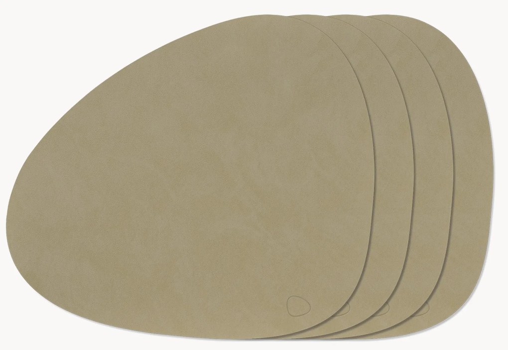 Asymmetrische leren placemats Curve, 4-delig