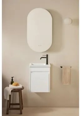 Narek Zwevend Houten Badkamermeubelset Met Geïntegreerde Wastafel Wit & Ovaal Met Opbergruimte Zwart 50x90 Cm Oricsa & Zwart ↑20 - Sklum