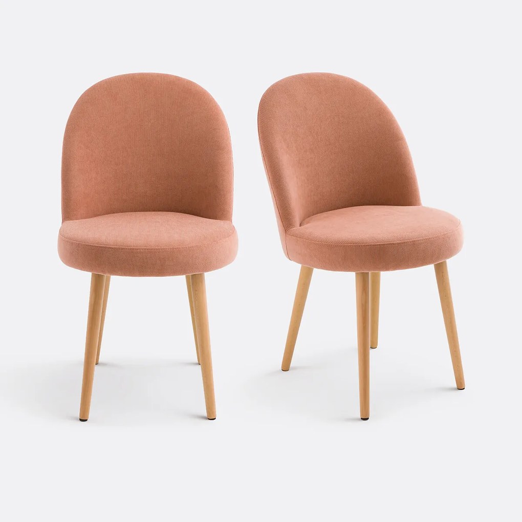 Set van 2 ribfluwelen stoelen Inès