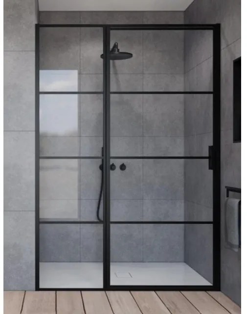 Marenza Bellini Douchedeur - 150x200cm - vast paneel - frame lines buitenzijde - anti kalk - mat zwart SAG6221-150B
