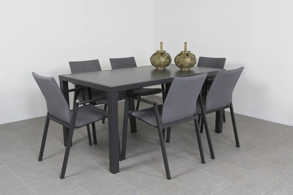 Lima/Alma 6-persoons stapelbare tuinset 160x90 cm. - Antraciet