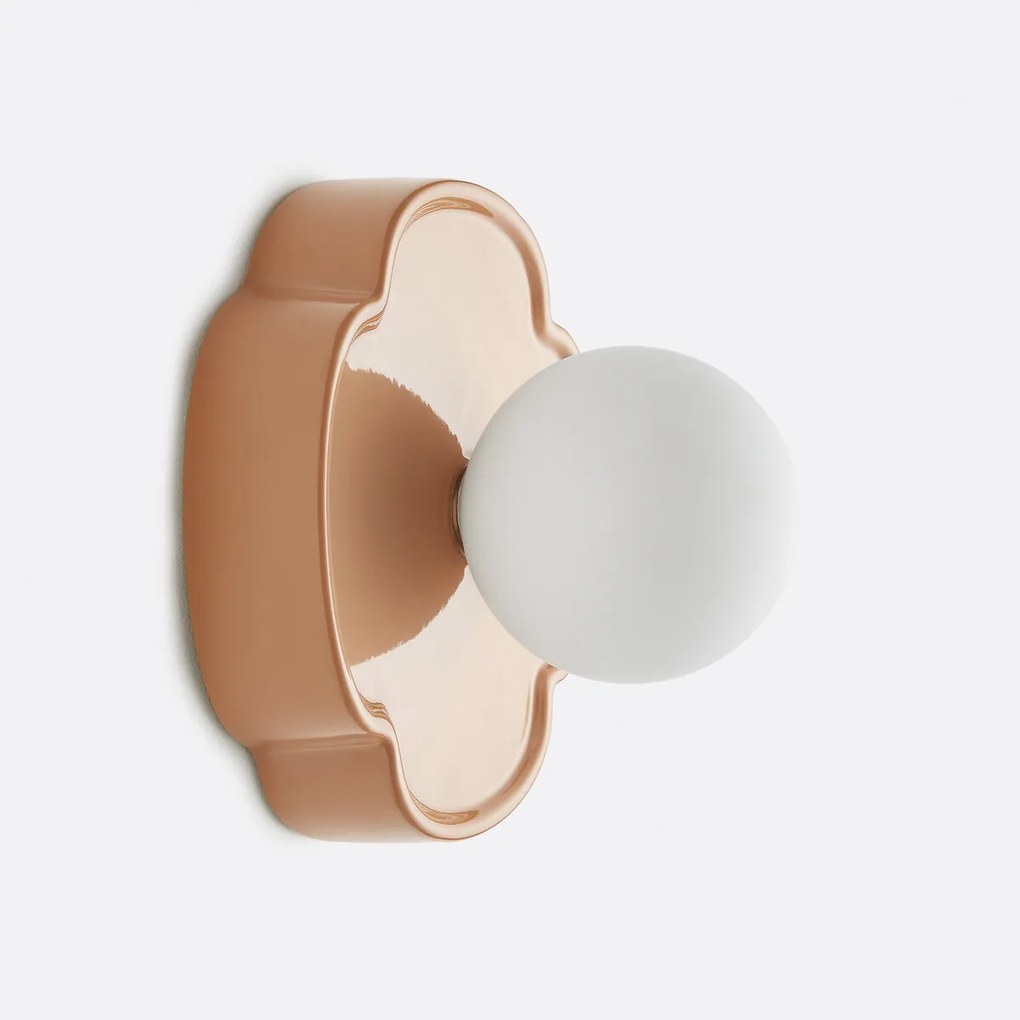 Wand- of plafondlamp bloem, keramiek en opaline glas, diameter 20 cm, HOLI