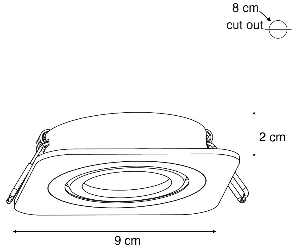 Set van 6 afgeronde inbouwspots wit GU10 50mm draai- en kantelbaar IP44 - Alberto