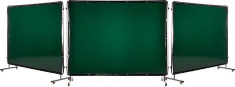 VEVOR Lasgordijn met frame, 3 panelen, 1740 x 2340 mm, vlamvertragend vinyl lasscherm met 12 wielen en 6 niveaus UV-bescherming voor werkplaats/industriële toepassingen, donkergroen