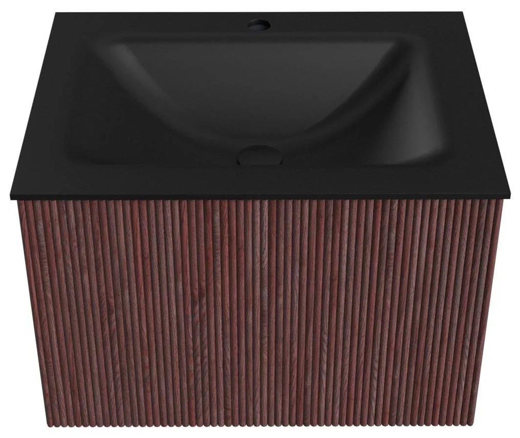 Mondiaz Kurve 60cm badmeubel ruby met 1 lade en wastafel cloud midden 1 kraangat urban