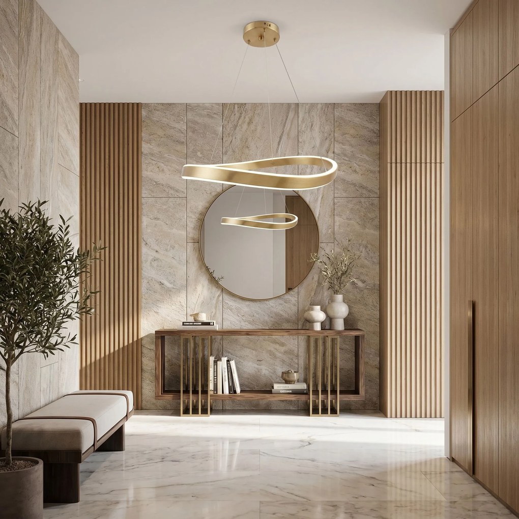 PLAFOND HANGENDE LAMP SWE069-CP 80cm BRUSH GOLD