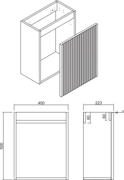 SaniGoods Mika fontein onderkast met ribbelfront 40x22.3x50cm walnoot