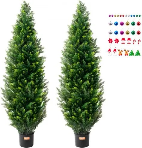 VEVOR Kunstmatige Topiary Cederboom, 152 cm hoog (2 stuks), met extra bladeren en pot, Kunstmatige Groenblijvende Dennencipres, UV-beschermde Kunstmatige Groenset