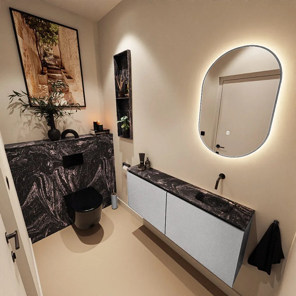 Mondiaz Ture DLux toiletmeubel 120cm plata met wastafel lava rechts zonder kraangat