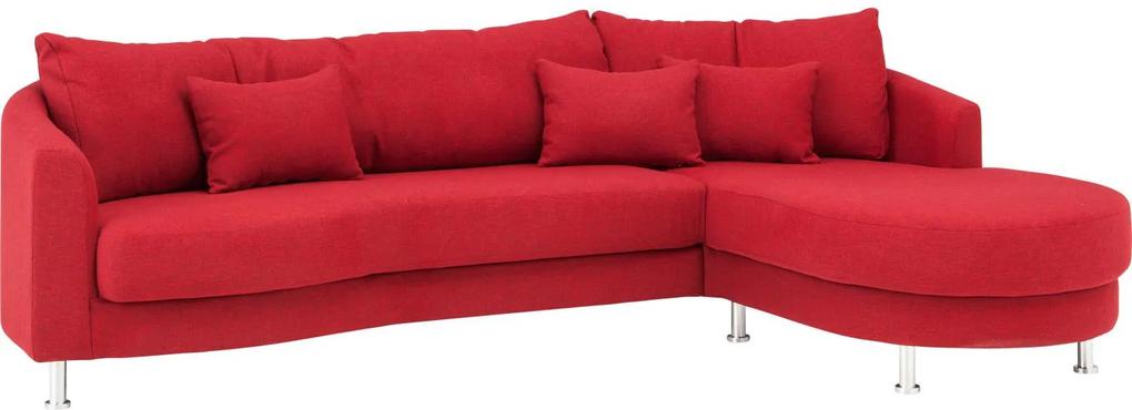 Goossens Bank Timeless rood, stof, 3-zits, elegant chic met chaise longue rechts