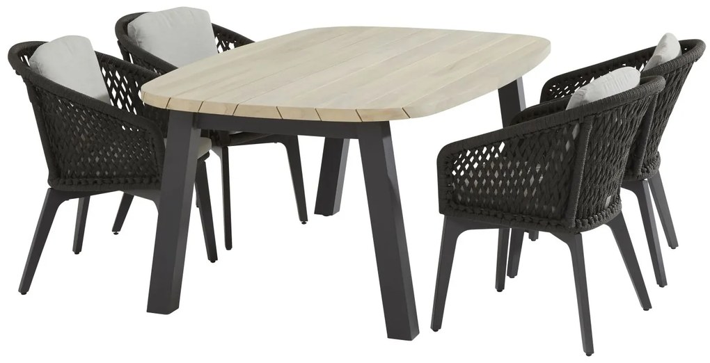 4 Seasons Outdoor Belize dining set met Derby tafel ellipsvormig blad 180 cm  Tuinset    antraciet weerbestendig