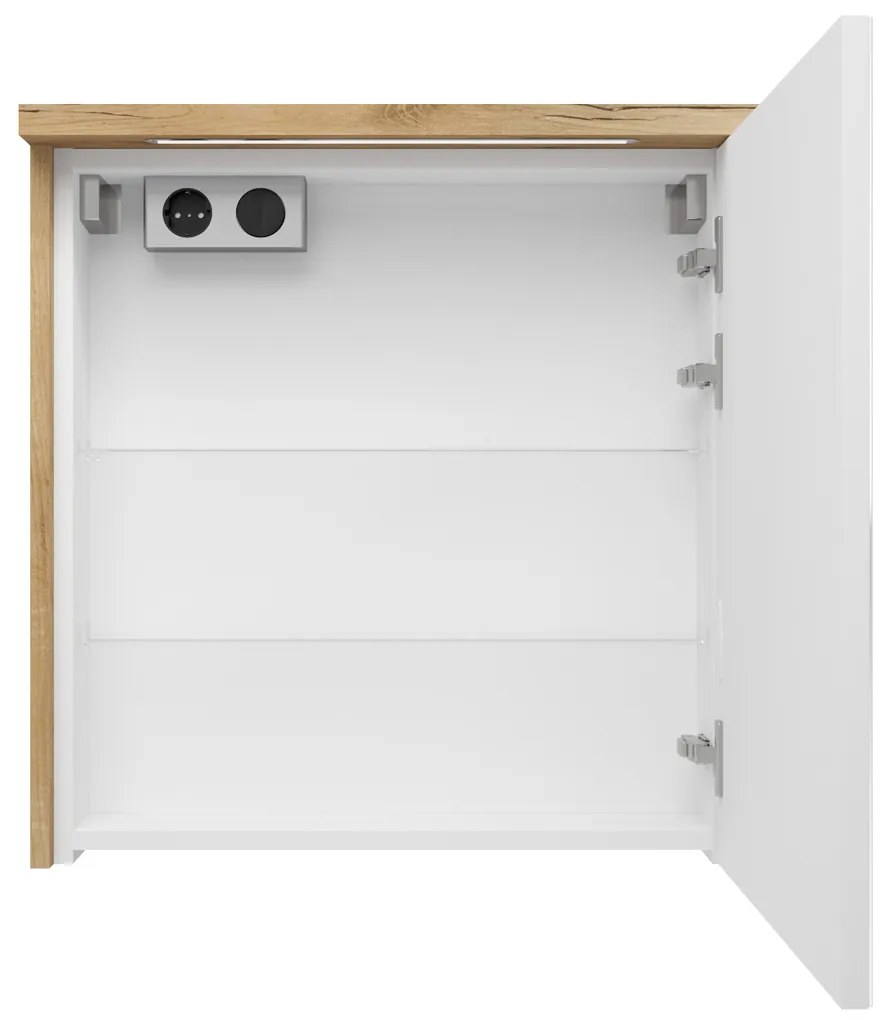 Fontana Grado spiegelkast met verlichting 60cm 1 deur warm eiken