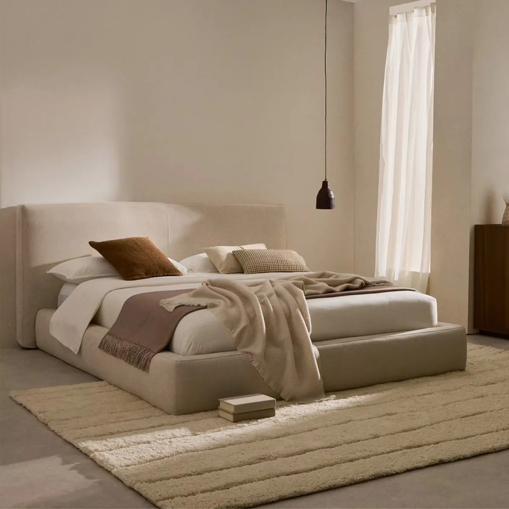 Kave Home Blok Luxe Bedframe Beige Stof 160x200 Cm