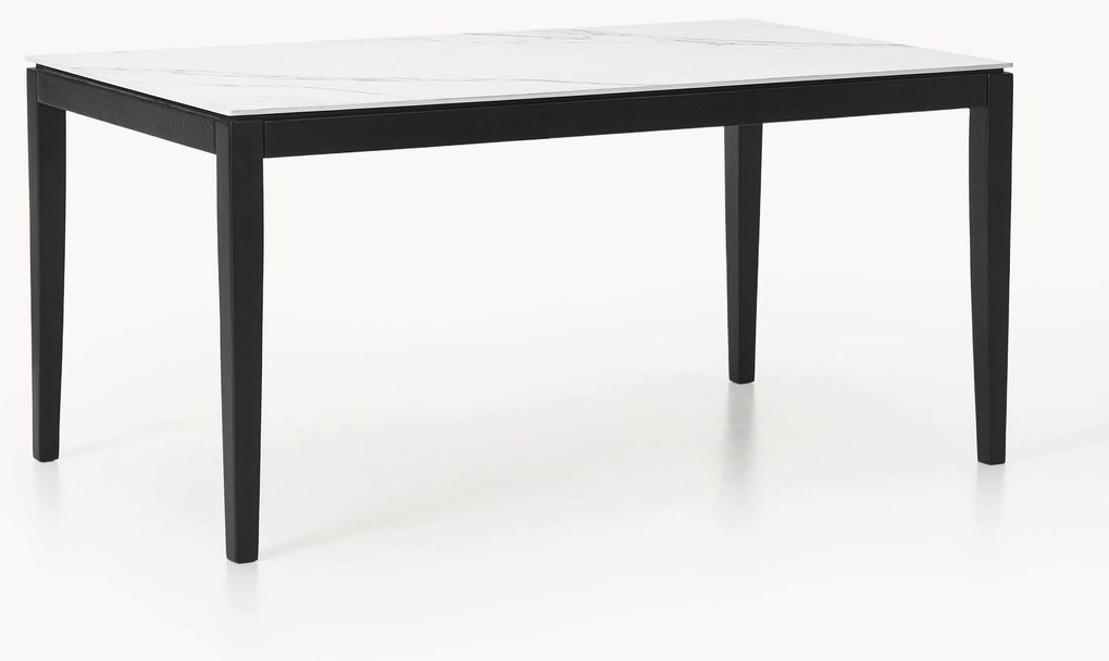 Eettafel Jackson met tafelblad in marmerlook, in verschillende formaten, zwart