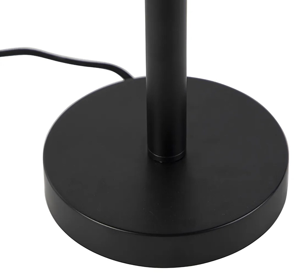 Moderne tafellamp zwart met linnen kap lichtgrijs 35 cm - Simplo