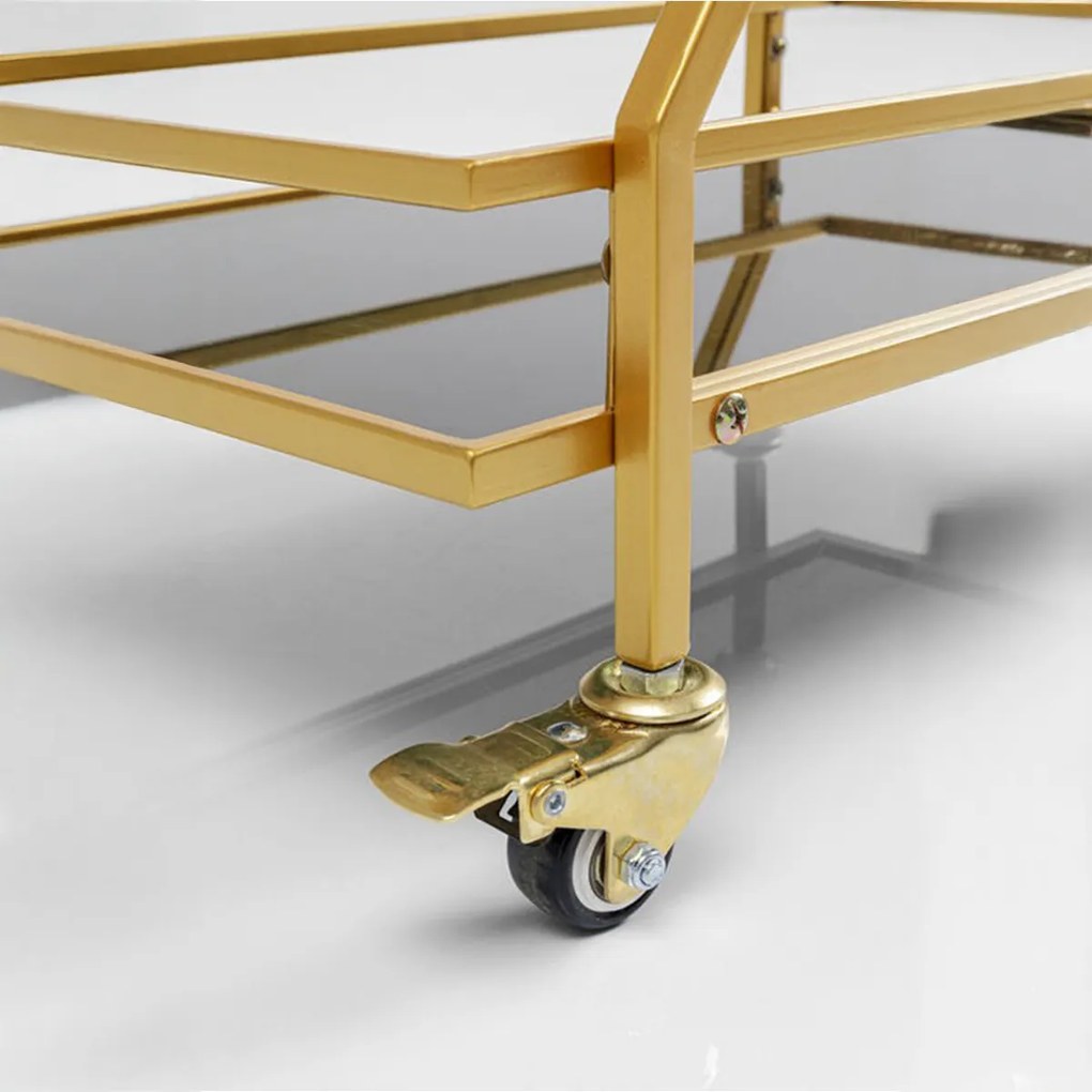 Kare Design Pyramids Serveer Trolley Goud Met Zwart - 65 X 35.5cm.