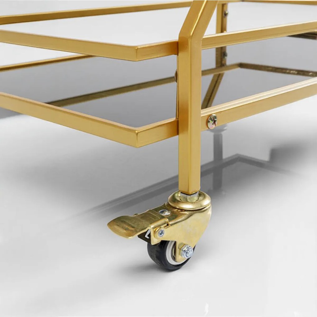 Serveer Trolley Goud Met Zwart - 65 X 35.5cm.