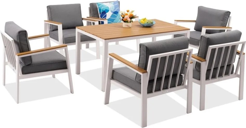 Aluminium tuinmeubelen Zakintos Premium 6 wit Garden Point