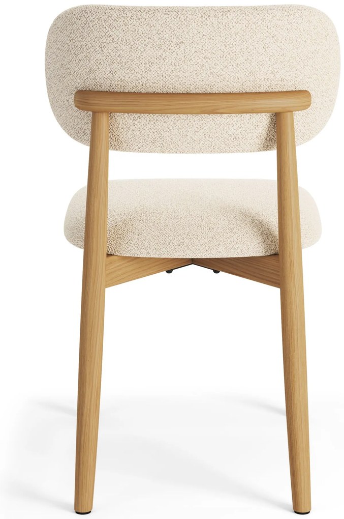 AVLO Crème (stof Monza 90)/gelakt eiken frame – HOUTEN BOUCLÉSTOEL VOOR WOONKAMER, EETKAMER, KEUKEN RETRO