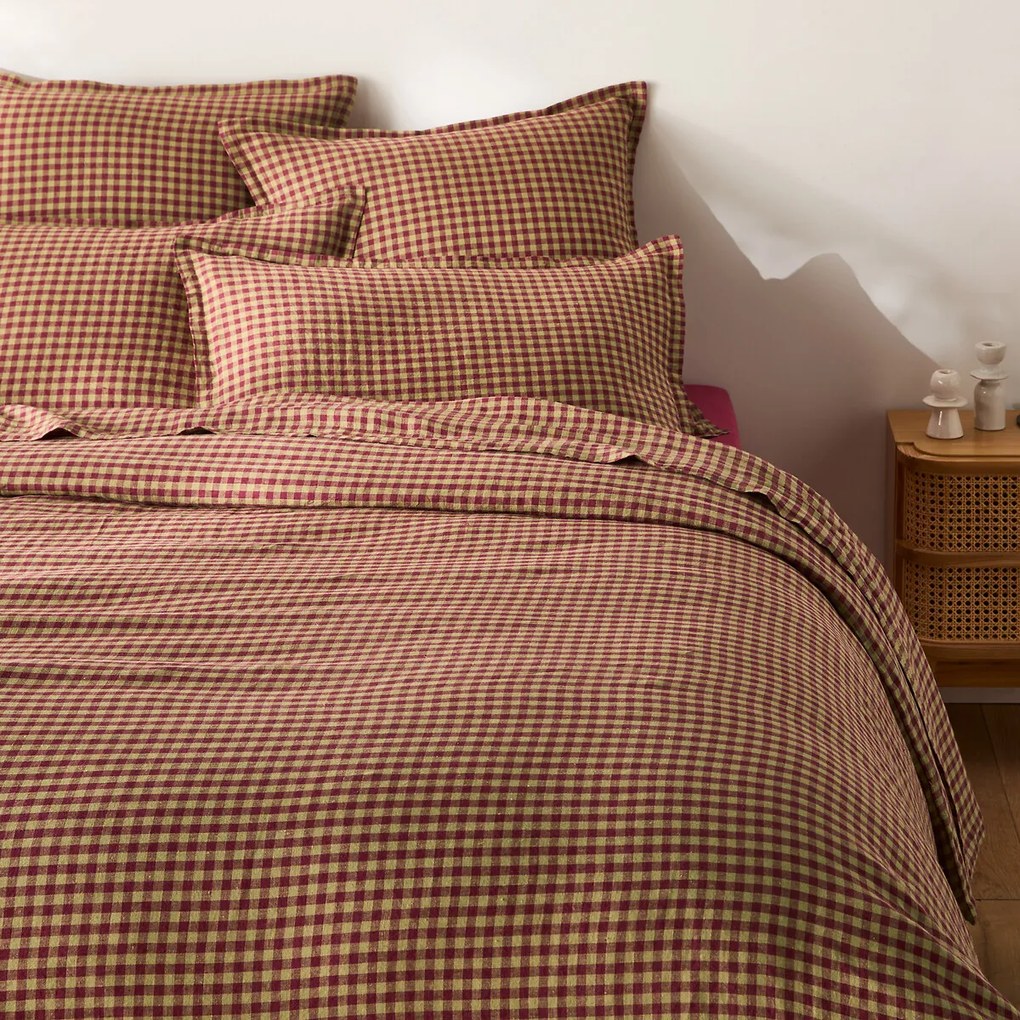 Dekbedovertrek in gewassen linnen Acélie Bordeaux